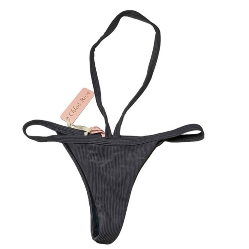 Chloe Rose bathing suit gray ribbed thong monokini one‎ piece small
